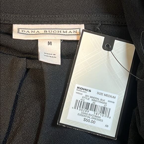 NWT Dana Buchman Bell Sleeve Key Hole Black Midi Dress Women's Sz Medium MSRP$50 - Picture 3 of 6